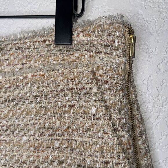 NWT Ramy Brooks Edie Tweed High Waisted Short Size 10 Tan Metallic - Picture 4 of 12